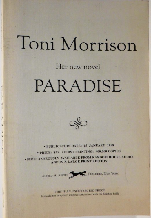 Paradise. Uncorrected proof