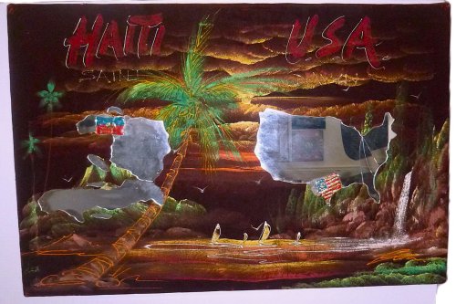 Haiti - USA Wall Map - Mixed Media