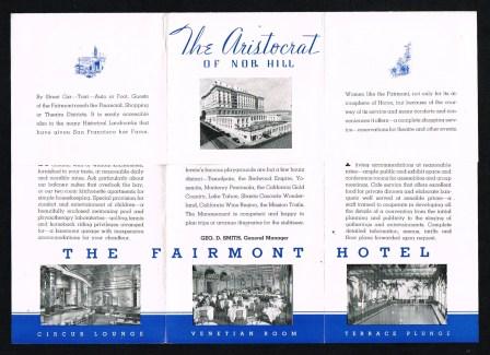 Fairmont Hotel, San Francisco, 'Atop Nob Hill'