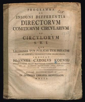 Programma de insigni differentia directorum comitiorum circularium et circulorum, etc.