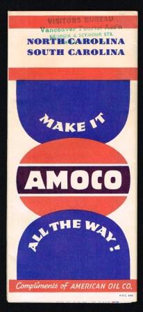 Amoco Road Map of North and South Carolina, 1949