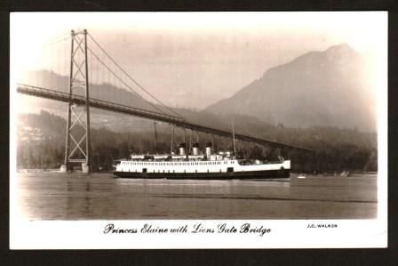 Princess Elaine with Lions Gate Bridge: Real Photo Postcard