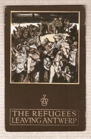 The Refugees Leaving Antwerp, in Belgium in 1914: Postcard, Poster Style