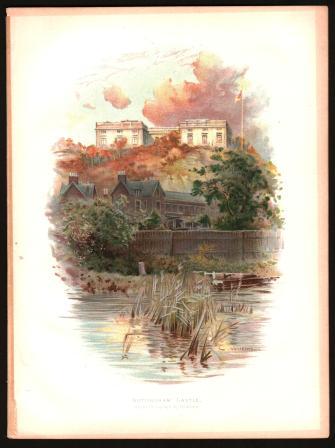 Nottingham Castle: Color Lithograph Print