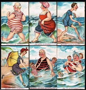 Family Bathers; Set of Six Comic PostcardsS