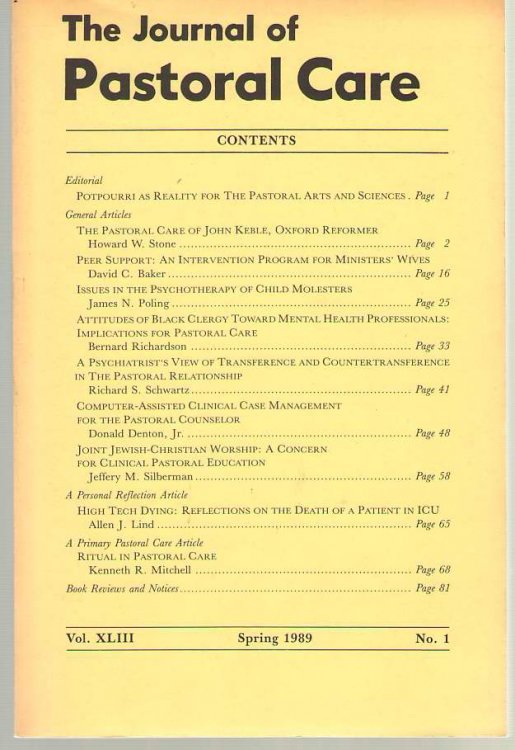 The Journal of Pastoral Care, Volume XLIII Number 1, Spring 1989