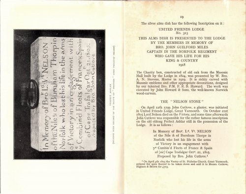 The History of United Friends Lodge No. 313 Great Yarmouth 1797 to 1930 By Robert Henry Teasdel P.M. 313 and 3905, P.P.J.G.W. and P.P.G.J. Norfolk .