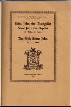 Saint John the Evangelist. Saint John the Baptist./ The Holy Saints John. / Again The Roll Is Called / The Hour Glass And The Scythe.