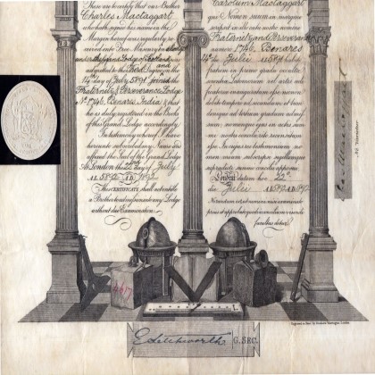 Charles Mactaggart, Fraternity and Perseverance Lodge 1746, Benares, India.