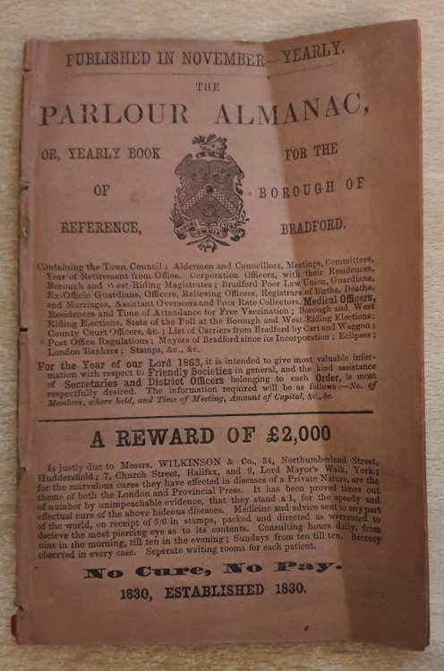 Published In November Yearly. The Parlour Alamanac, or, Yearly Book Of Reference, For The Borough Of Bradford.