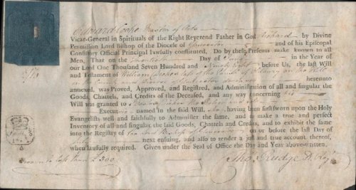 Image for Short Will and Probate certificate of William Dickes of Olbury on the Hill, Gloucestershire. Short Will and Probate certificate of William Dickes of Olbury on the Hill, Gloucestershire.