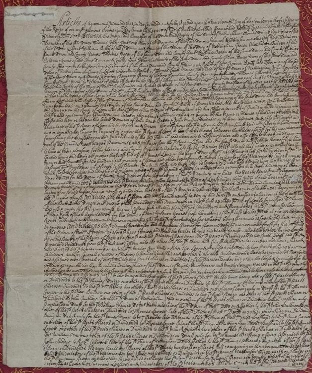 Copy of Articles of Agreement. between the Mayor and Burgessess of the Town and County of Nottingham regarding 'wholsome water', watermills on the River Leen