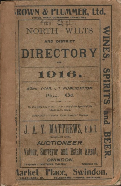North Wilts And District Directory For 1916 .