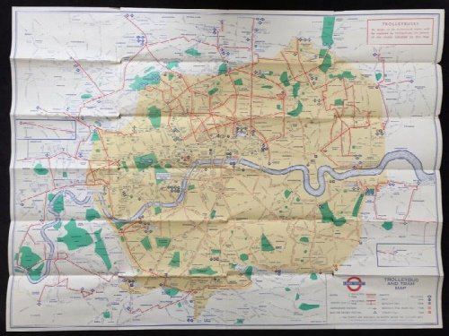 Trolleybus and Tram Map. Issued free. 55 Broadway, Westminster, S.W.I. No. 1 . ABBey 1234 . London Transport .