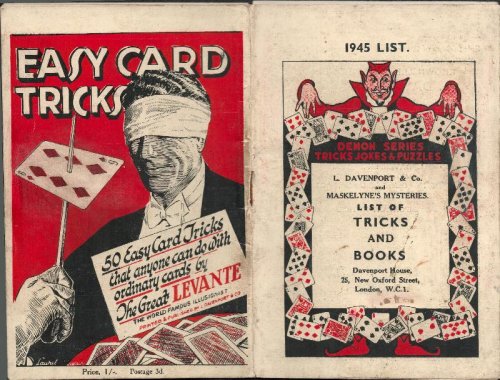 L.Davenport & Co. and Maskelyne's Mysteries. List of Tricks and Books.