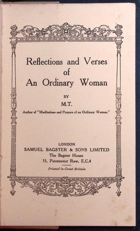 Reflections and Verses of an Ordinary Woman.