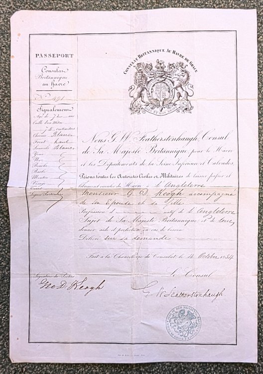 Original Victorian Passport .