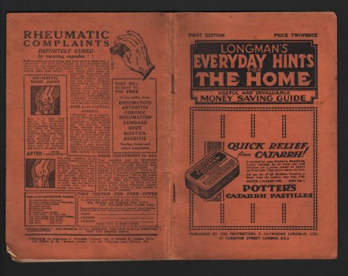 Longman's Everyday Hints for The Home. Useful and Invaluable Money Saving Guide.