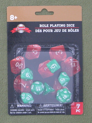 GREEN Role Playing Polyhedral RPG Dice (7 dice)