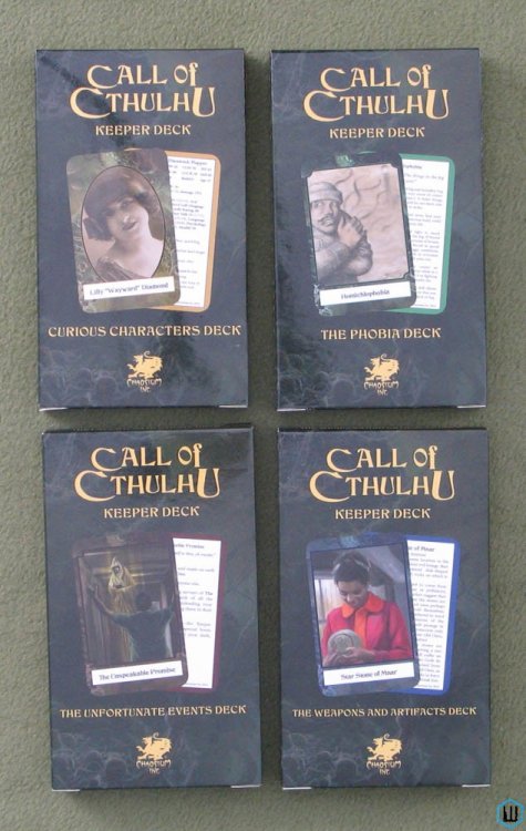 Keeper Deck set of 4 (Call of Cthulhu RPG) Characters Phobia Events Weapons