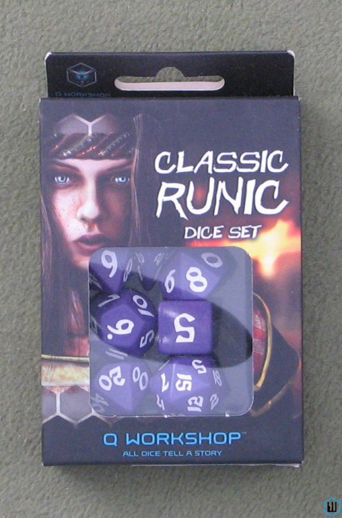Classic Runic Dice Set: PURPLE & WHITE (7 RPG dice)