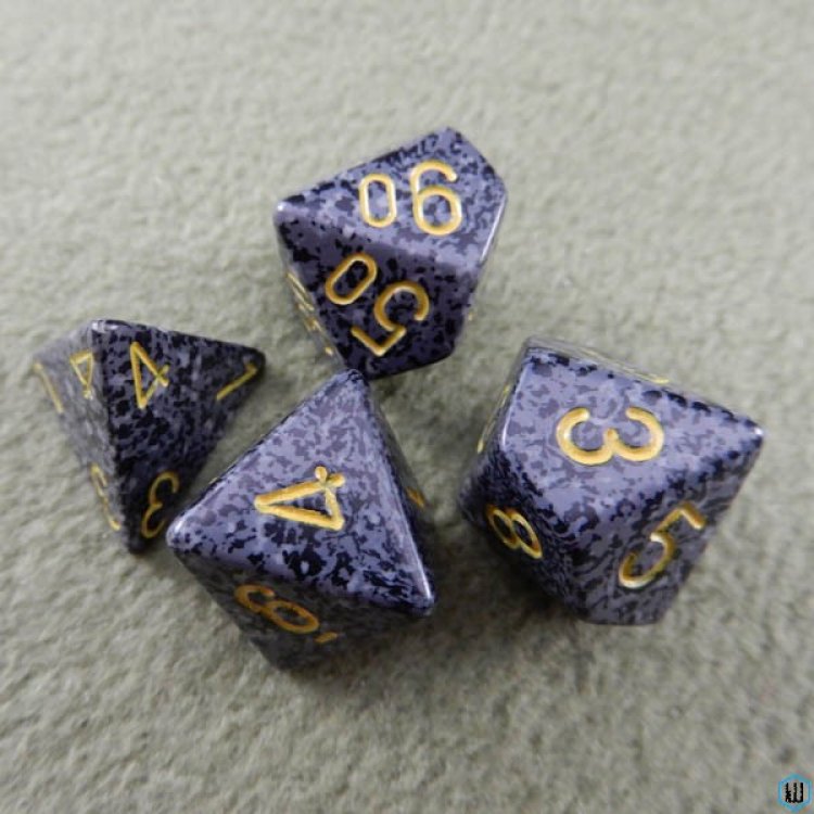 Granite - Yellow Numbered 4 Polyhedral Dice Set Mix