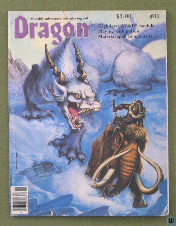Dragon Magazine, Issue 81: Ruins of Andril (AD&D module), Spell component prices