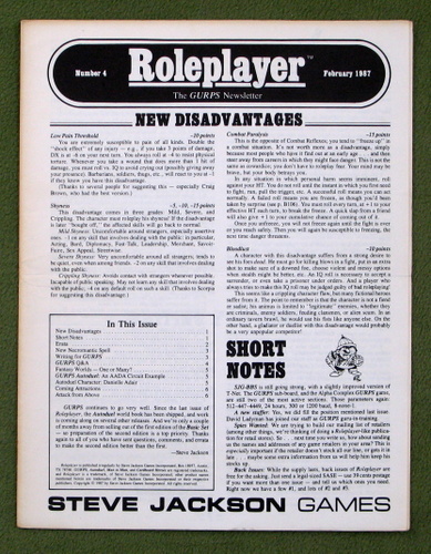 Roleplayer, Number 4: The GURPS Newsletter (Magazine)