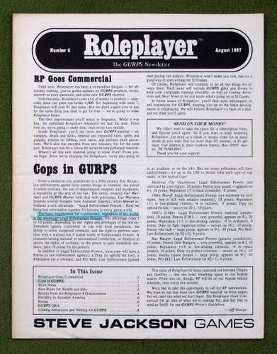 Roleplayer, Number 6: The GURPS Newsletter (Magazine)