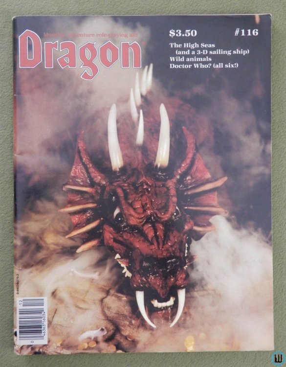 Dragon Magazine, Issue 116: Water Adventures (5 articles), 6 Doctors in DR WHO