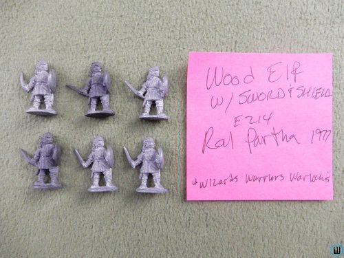 6 Wood Elf w Sword Shield Ral Partha E214 1977 Wizards Warriors Warlocks set
