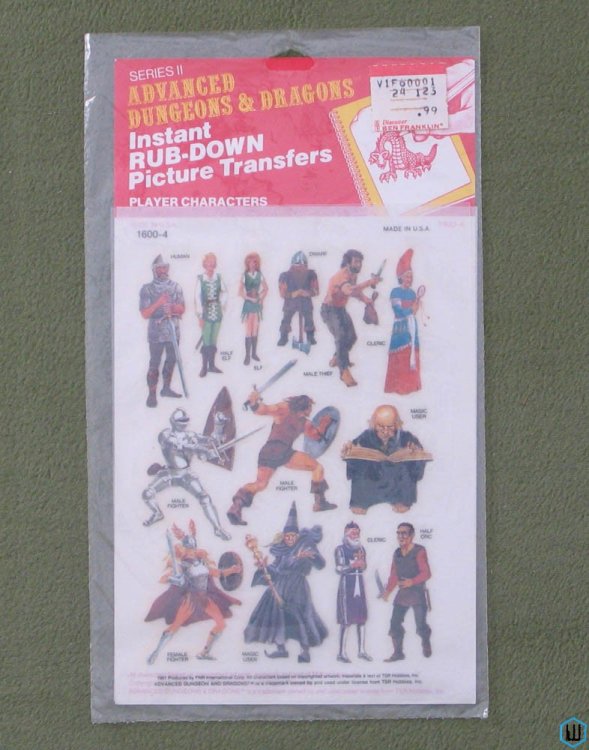 PLAYER CHARACTERS (Advanced Dungeons Dragons Rub-Down Picture Transfers)