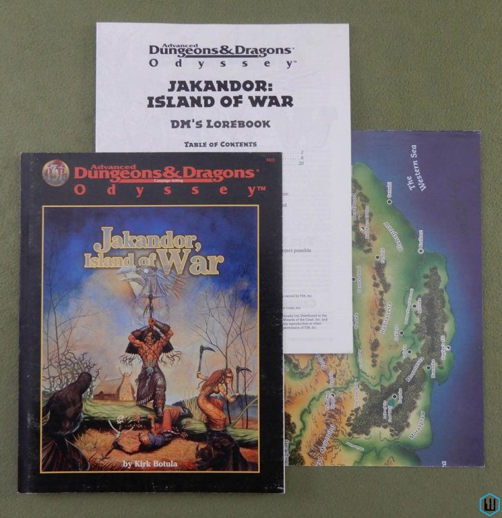 JAKANDOR: Island of War (Advanced Dungeons Dragons Odyssey) w Books/Map