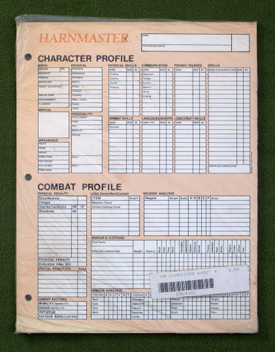 Harnmaster Character Profile (Harn RPG Character Sheets)