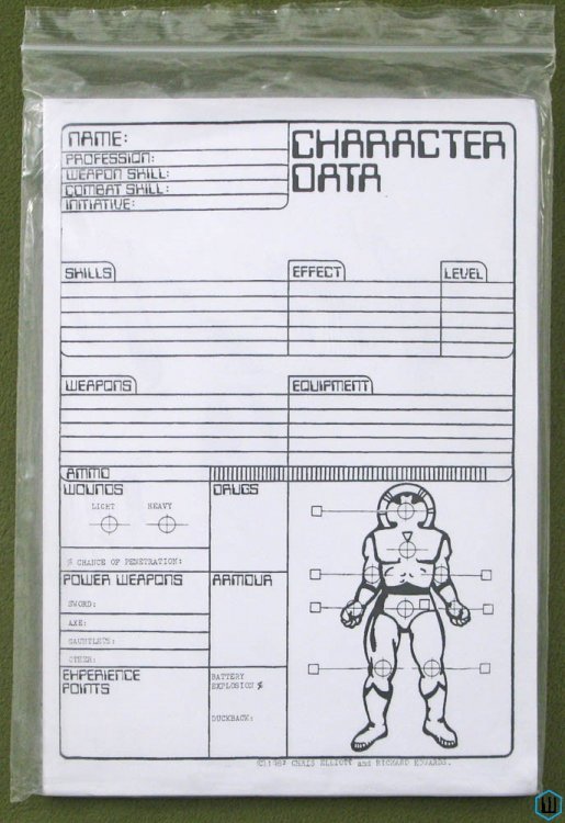 Character Data (1982 Chris Elliott Richard Edwards) Science Fiction Super Hero RPG Sheets