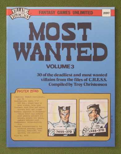 Most Wanted, Volume 3 (Villains & Vigilantes RPG)