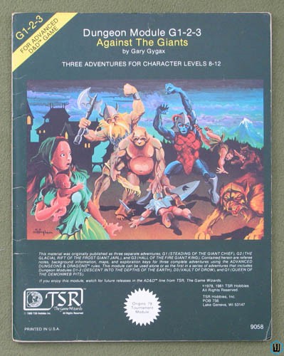 Against the Giants (Advanced Dungeons & Dragons G1-2-3) Original 1981 edition TSR 9058