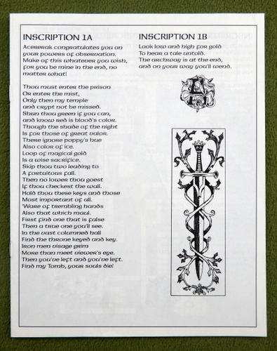 INSCRIPTION BOOKLET (AD&D: Realms of Horror)