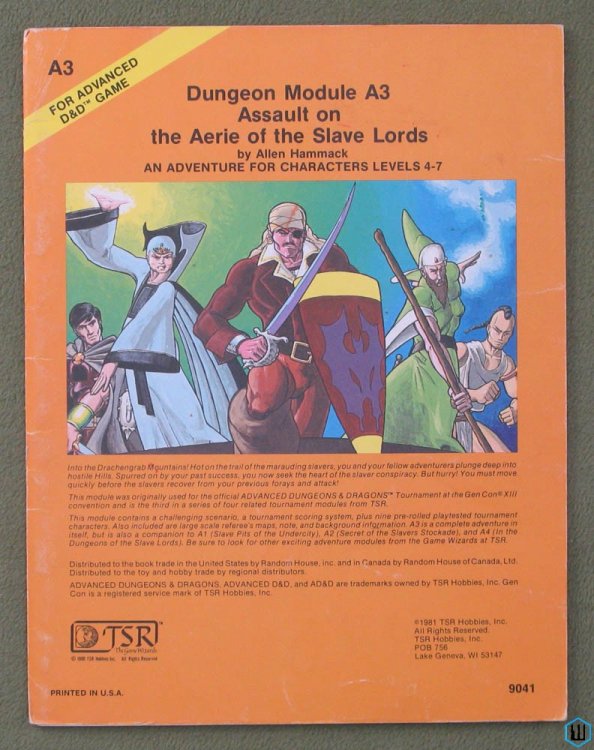 Assault Aerie of the Slave Lords (Advanced Dungeons Dragons A3) 1ST PRINT