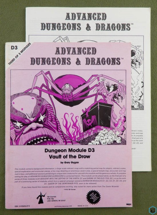 Vault of the Drow (Advanced Dungeons Dragons D3) Monochrome Cover 3rd print