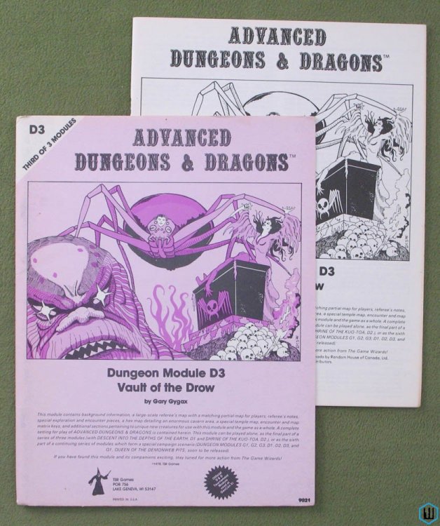 Vault of the Drow (Advanced Dungeons Dragons D3) Monochrome Cover 4th print