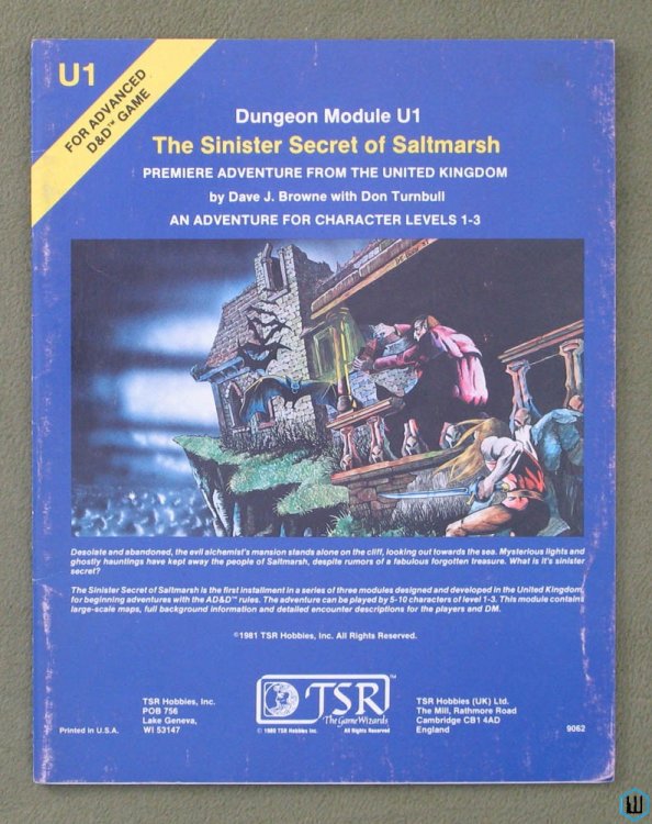 Sinister Secret of Saltmarsh (Advanced Dungeons Dragons U1) Original 1981