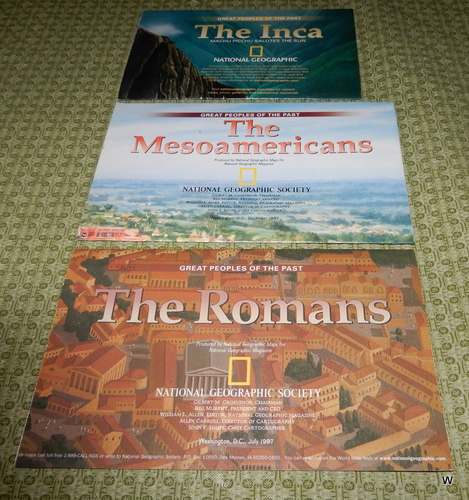 National Geographic Great Peoples of The Past: Inca Mesoamericans Romans Map Lot of 3