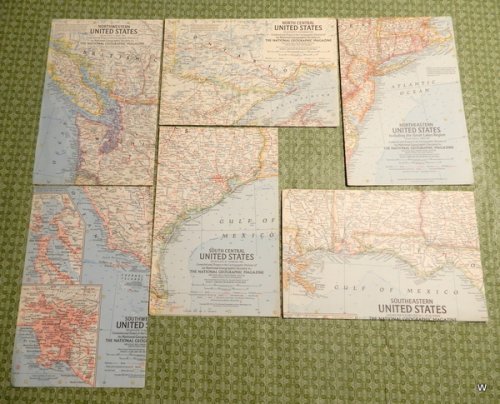 United States: Regional Set of 6 from late 50s/early 60s (National Geographic Maps)