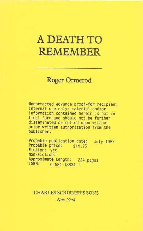 A DEATH TO REMEMBER
