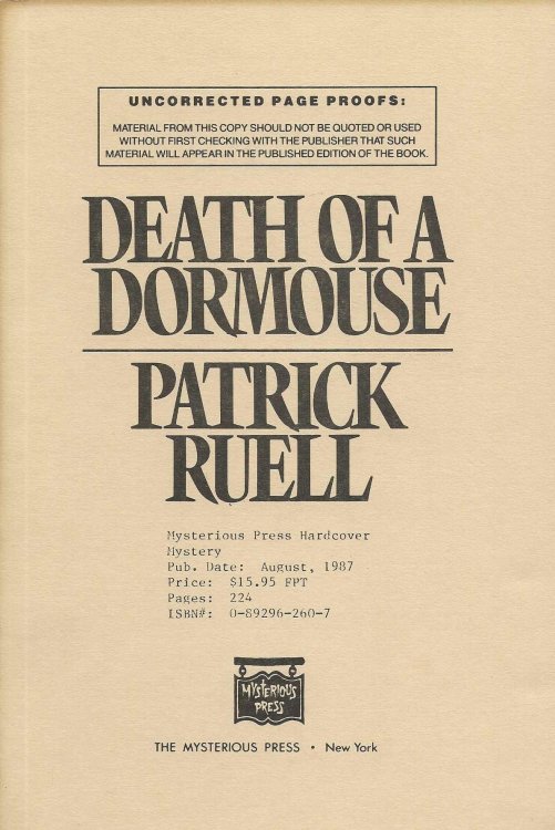 DEATH OF A DORMOUSE