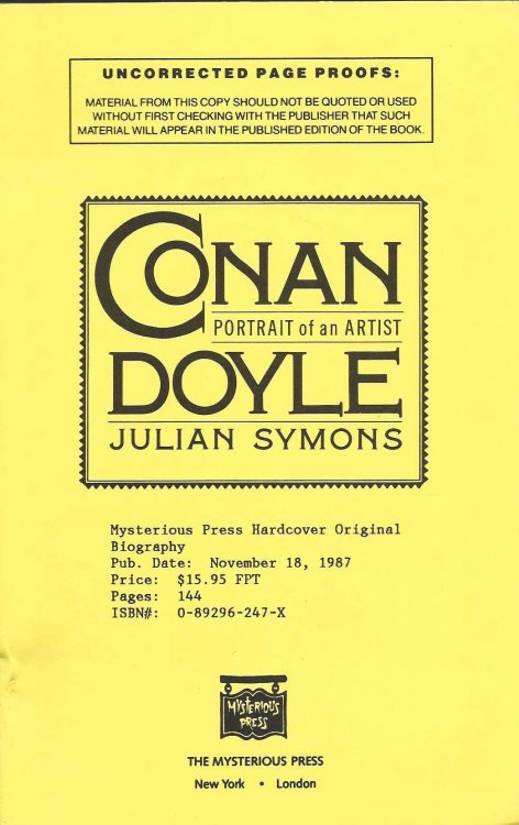 CONAN DOYLE Portrait Of An Artist