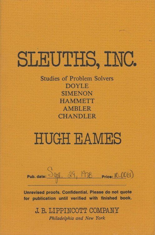 SLEUTHS, INC Studies of Problem Solvers Doyle Simenon Hammett Ambler Chandler