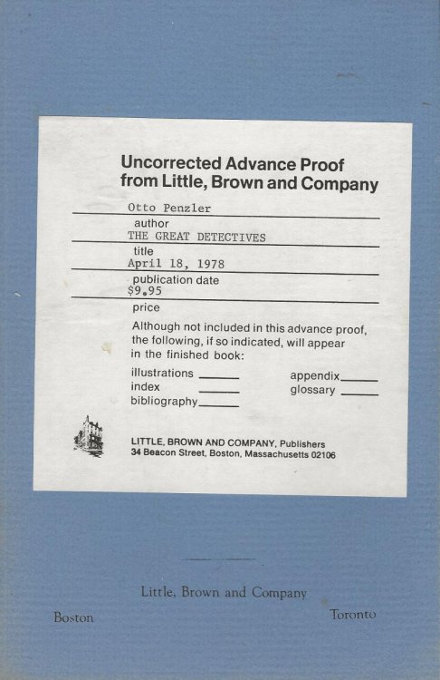 THE GREAT DETECTIVES Portraits By Their Creators