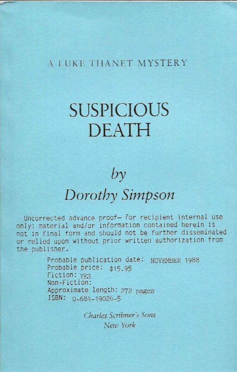 SUSPICIOUS DEATH A Luke Thanet Mystery